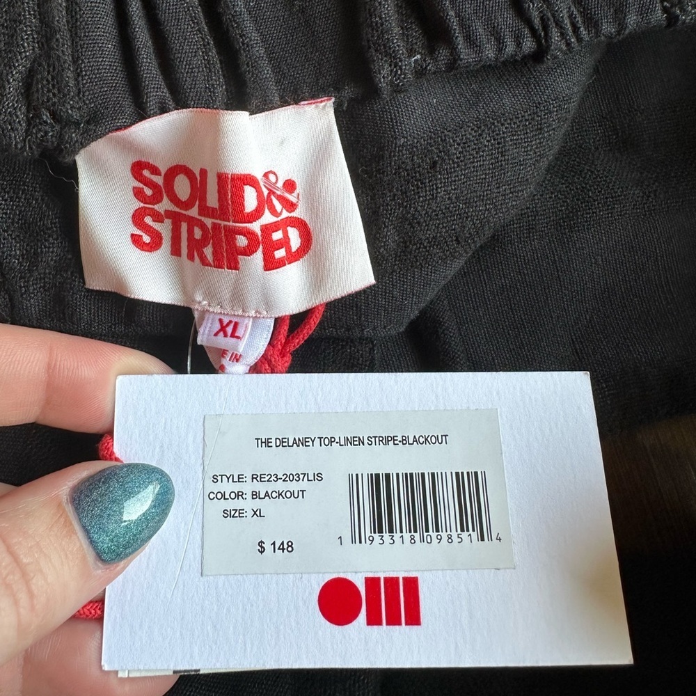 NWT SOLID & STRIPED the delaney top linen stripe blackout size XL - Picture 3 of 6